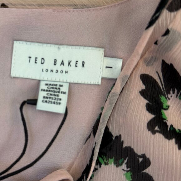 Ted Baker London Harlynn Split Sleeve Floral Top Neck Tie Sz 1 (US 4) NWT - Picture 10 of 12